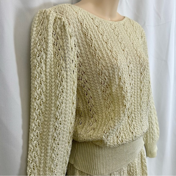 Vintage Vivanti 70s 80s Size 14 Knit Sweater&Skirt Crochet Cottagecore 2pc Set - Picture 10 of 16